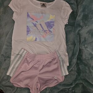 Adidas Kids' Pastel Graphic Tee and Shorts Set